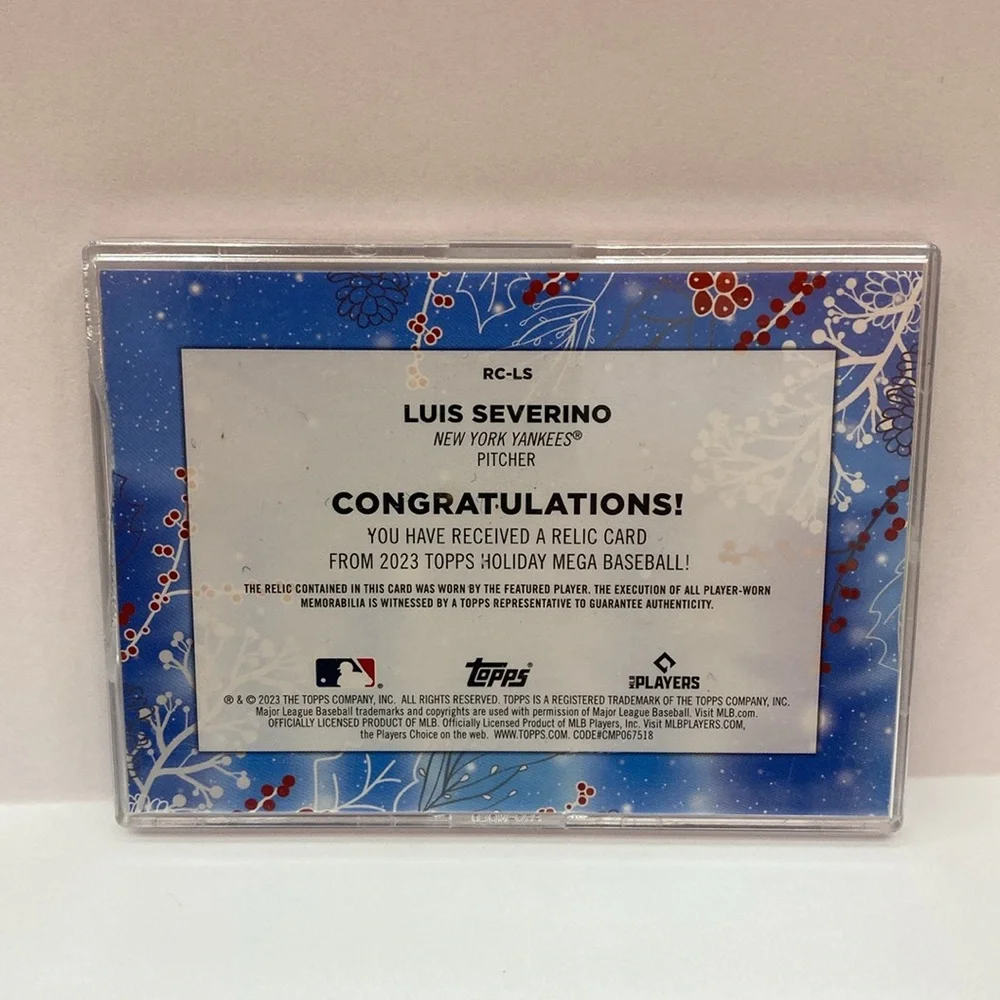 2023 Topps Holiday Luis Severino Yankees Game Used Relic #RC-LS (MISC15)